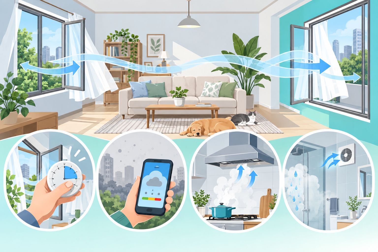 집 안 환기 제대로 하는 방법, 계절별 실내 공기 관리 체크리스트 관련 안내 인포그래픽
